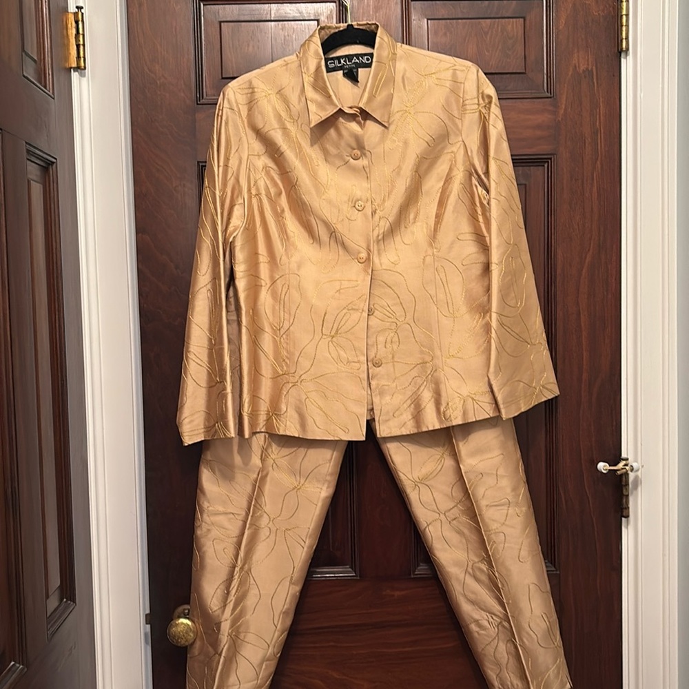 Silkland Gold Holiday Suit Gold Embroidered 2 pc Suit